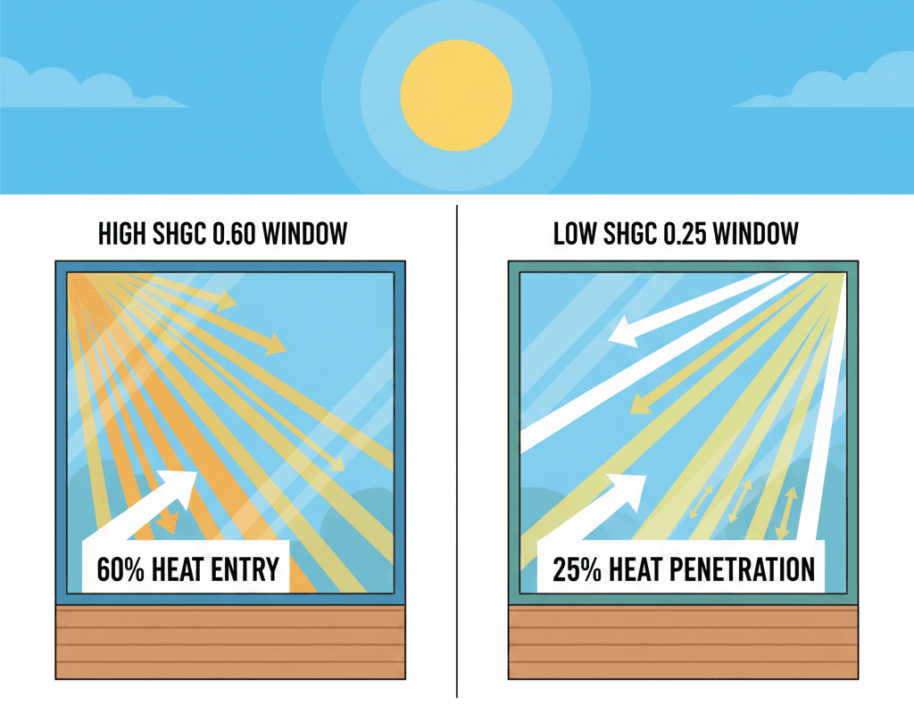 How SHGC ratings control solar heat gain in summer