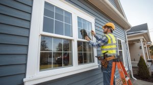 Professional installer replacing an energy-efficient window in a Pennsylvania home
