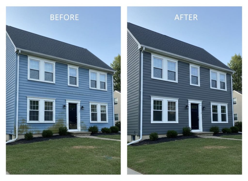 New fiber cement siding installed on South Philadelphia rowhouse