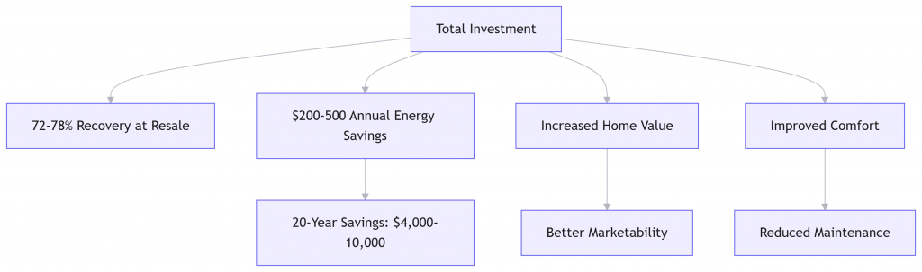 Chart showing 72-78% cost recovery rate for window replacement at resale in Philadelphia area