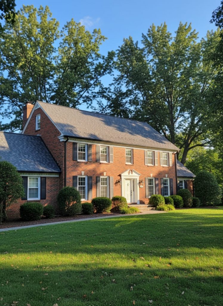 New architectural asphalt shingle roof installation on a colonial-style home in Doylestown, PA