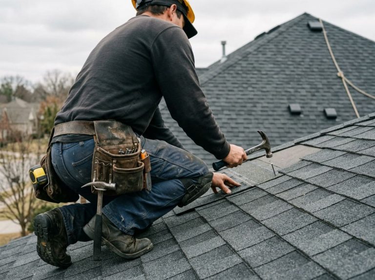 Licensed Philadelphia roofer with tool belt inspecting slate roof before repair — handyman services PA